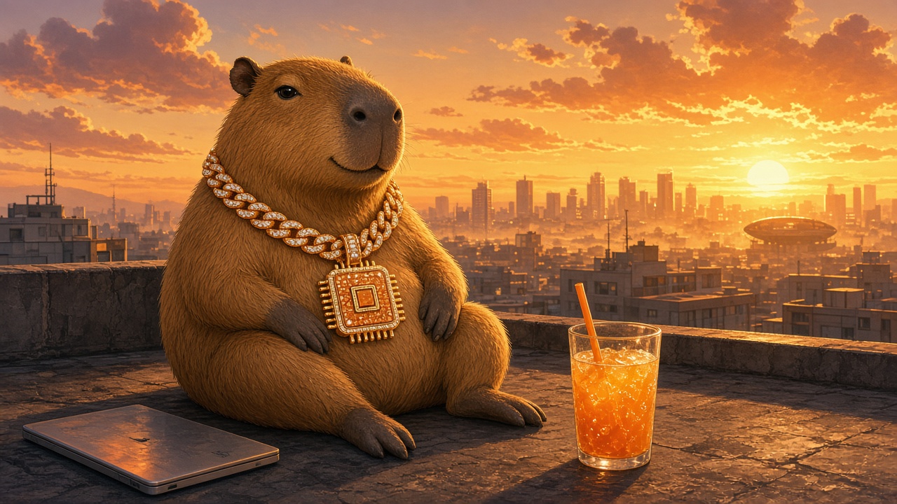 Capu on the rooftop at golden hour